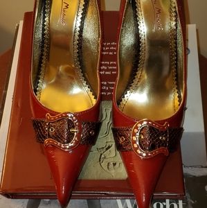 Sexy  RED&BROWN buckle high heels!